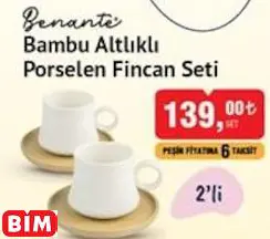 BENANTE BAMBU ALTLIKLI PORSELEN FİNCAN SETİ